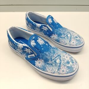 3Y Vans Classic Slip-On Snowflakes Winter Wonderland Polar Bear Blue sz Youth 3